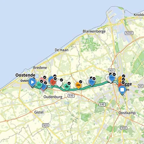 Wandel van Oostende naar Brugge